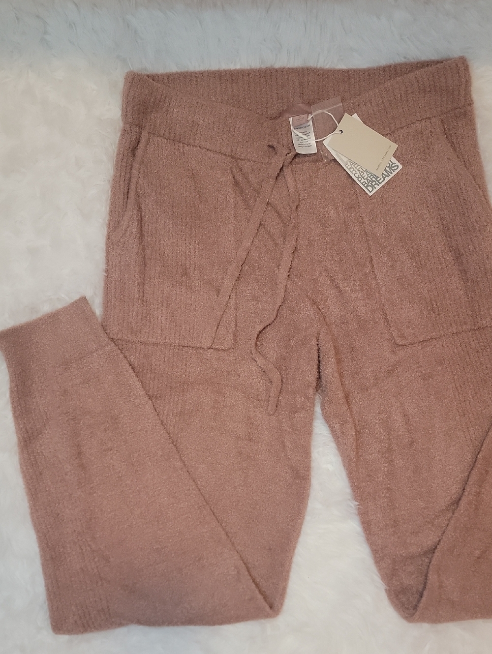 BAREFOOT DREAMS👣 CozyChic Rib Blocked Drawstring Pants in Blush. Medium